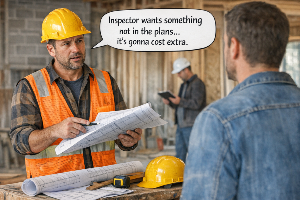 Contractor discussing change order at a job site