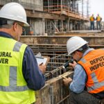 Construction site with deputy inspector and structural observer.